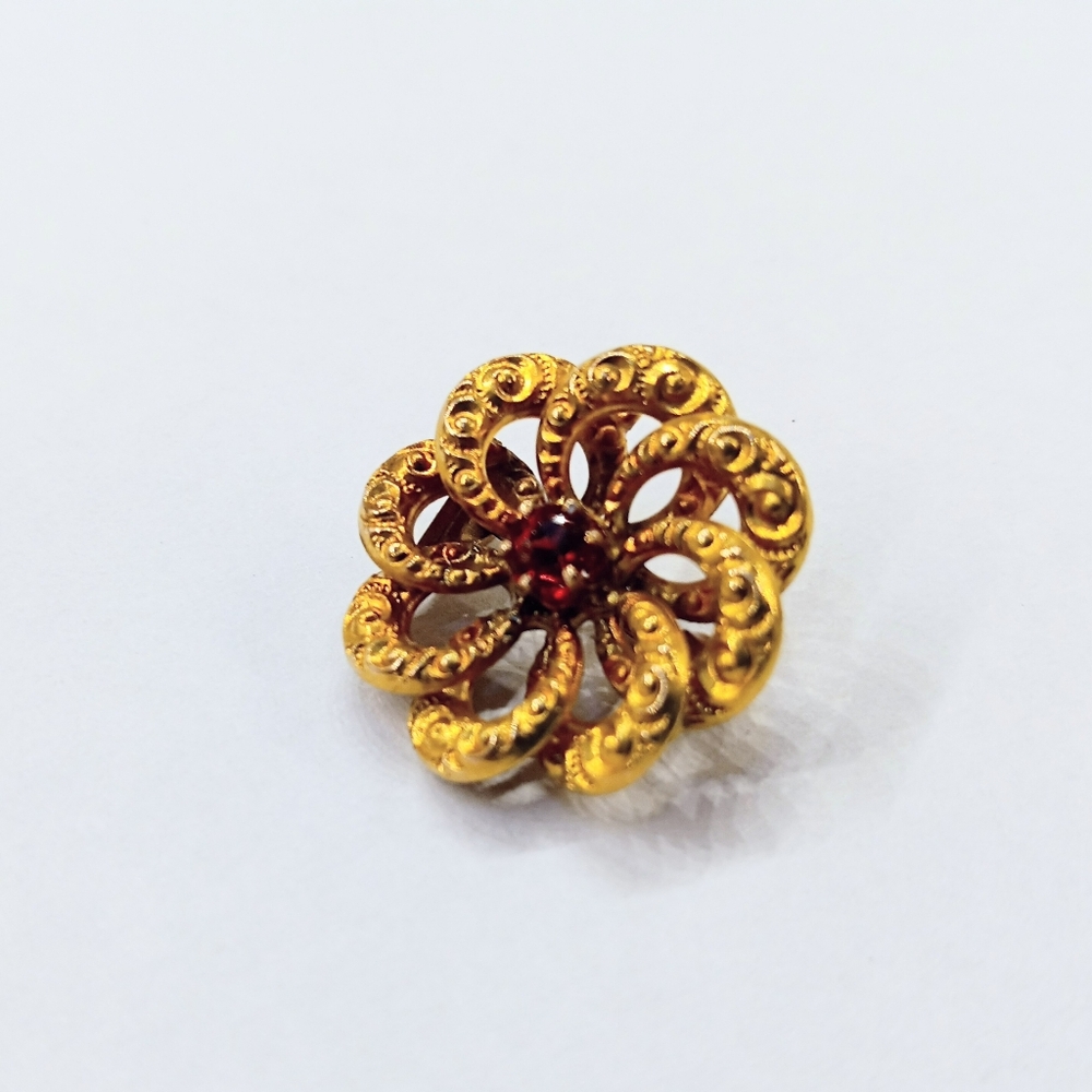 10k Ruby Tiny Button Pin Art Deco - image 4